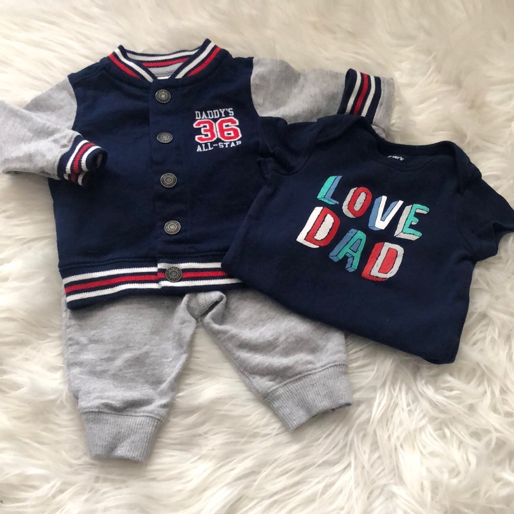 Carter’s baseball jacket w/joggers and one piece